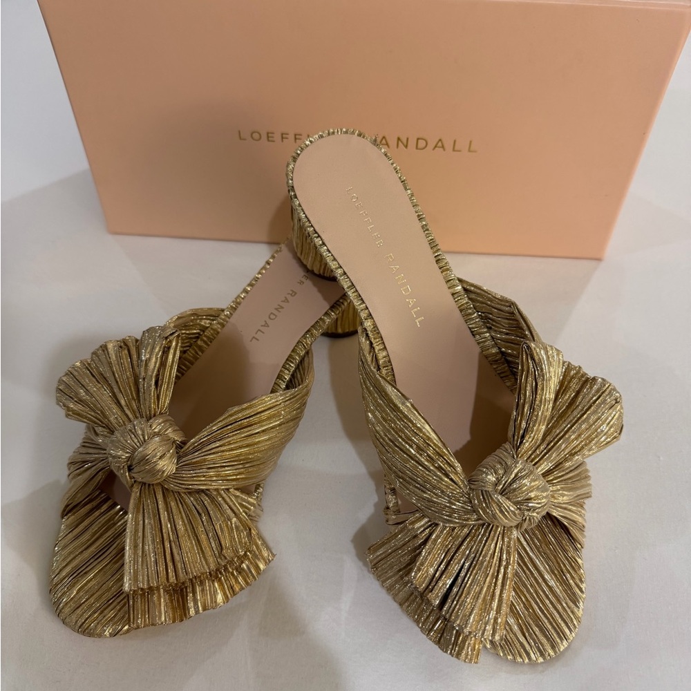 Loeffler Randall Gold Pleated Mules